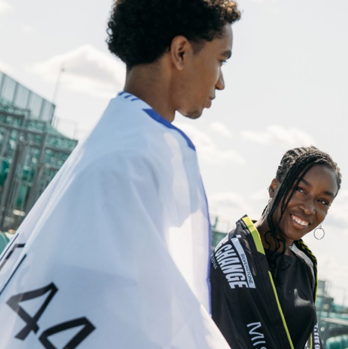 Two people in M44 flags