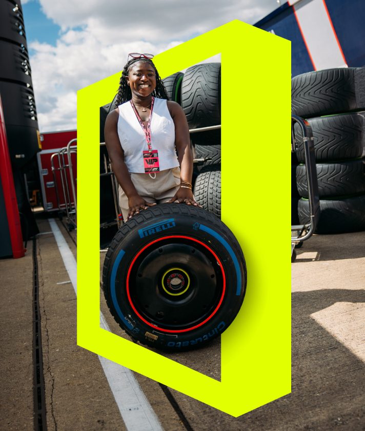 Woman with logo